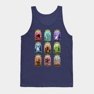 Cryptid Jar Collection Mothman Bigfoot Flatwoods Monster Yeti El Chupacabra Jersey Devil Squonk Fresno Nightcrawler Tank Top